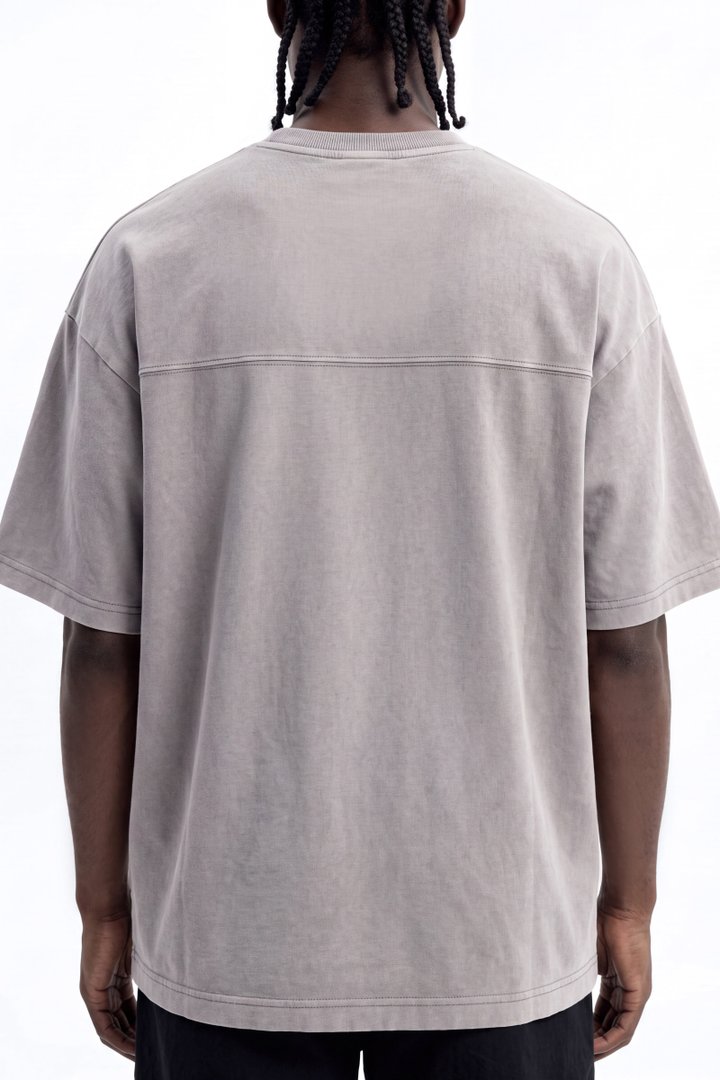 Soft Touch Washed Interlock Oversized Tee - Grey