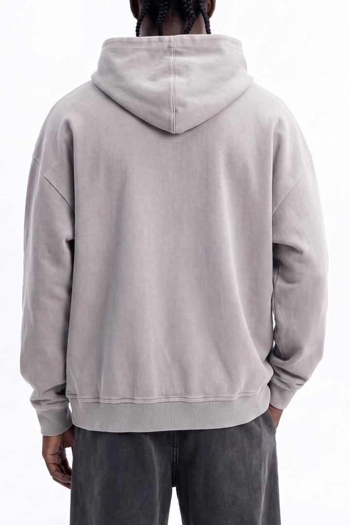 Soft Touch Washed Interlock Oversized Hoodie - Grey