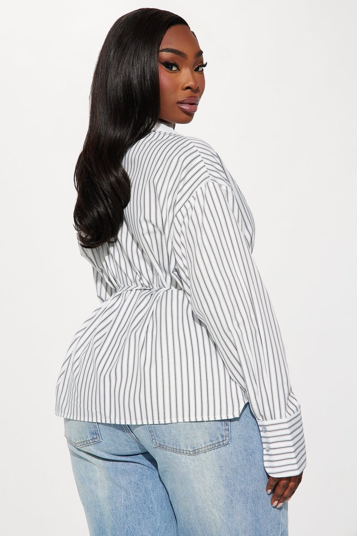 Corporate Casual Striped Shirt - White/Black