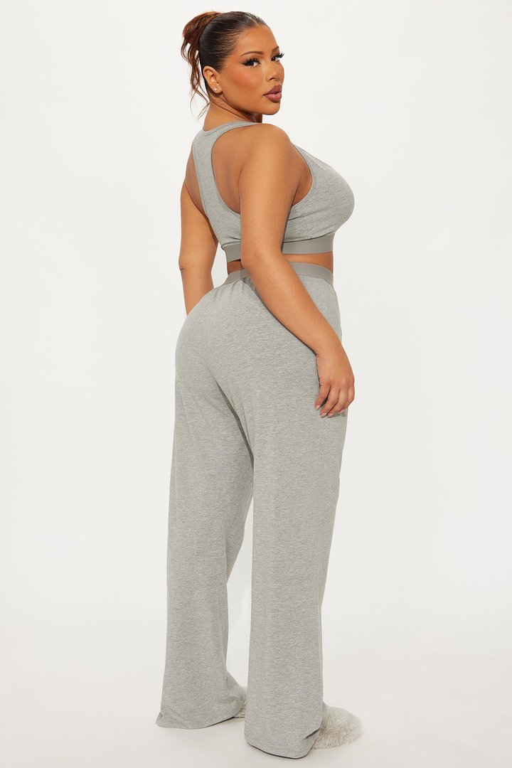 FN Mood Racerback Bralette PJ Boxer Pant Set - Heather Grey