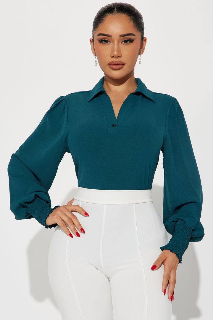 Enid Blouse Top - Teal