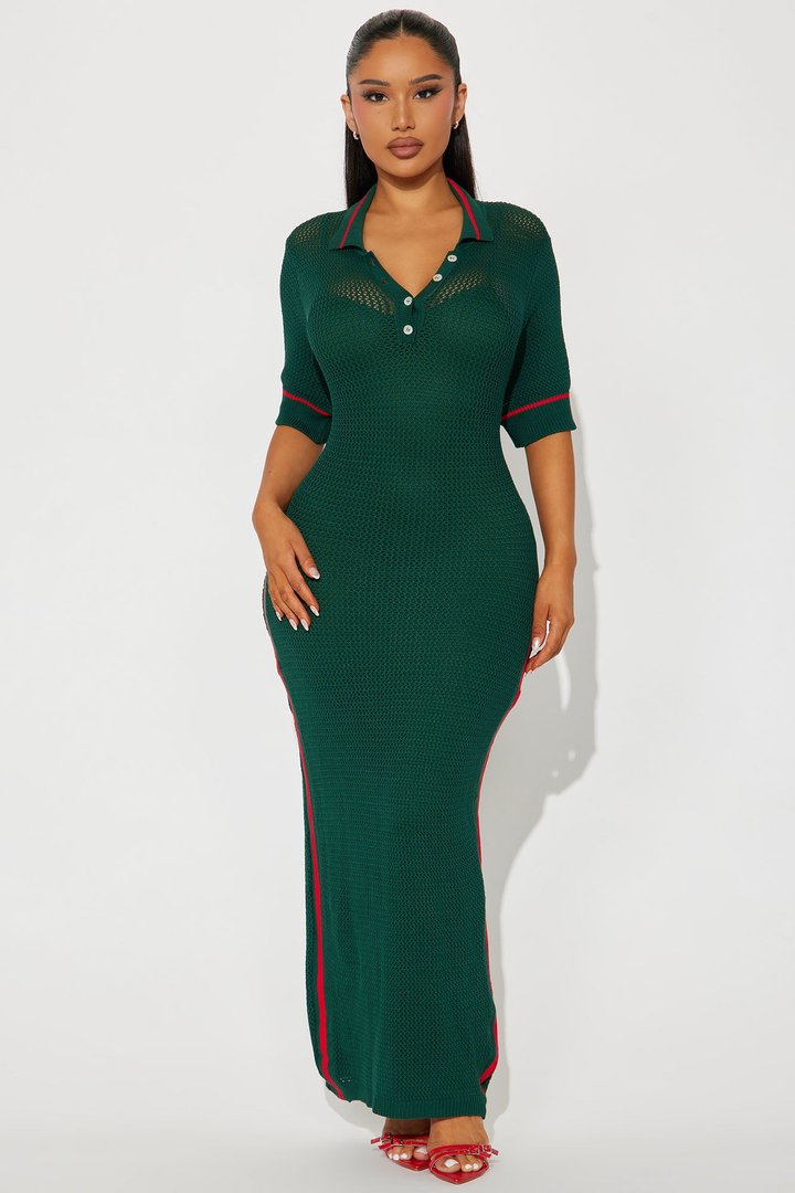 Fair Game Sweater Maxi Dress - Hunter