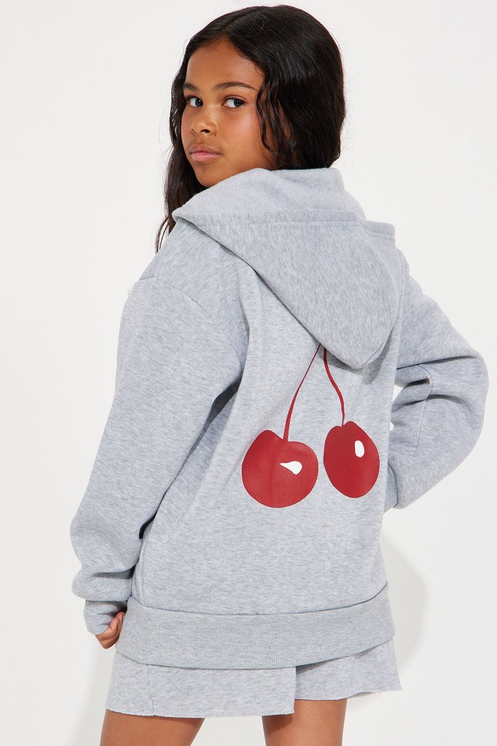 Mini Cherry Taste Fleece Short Set - Heather Grey