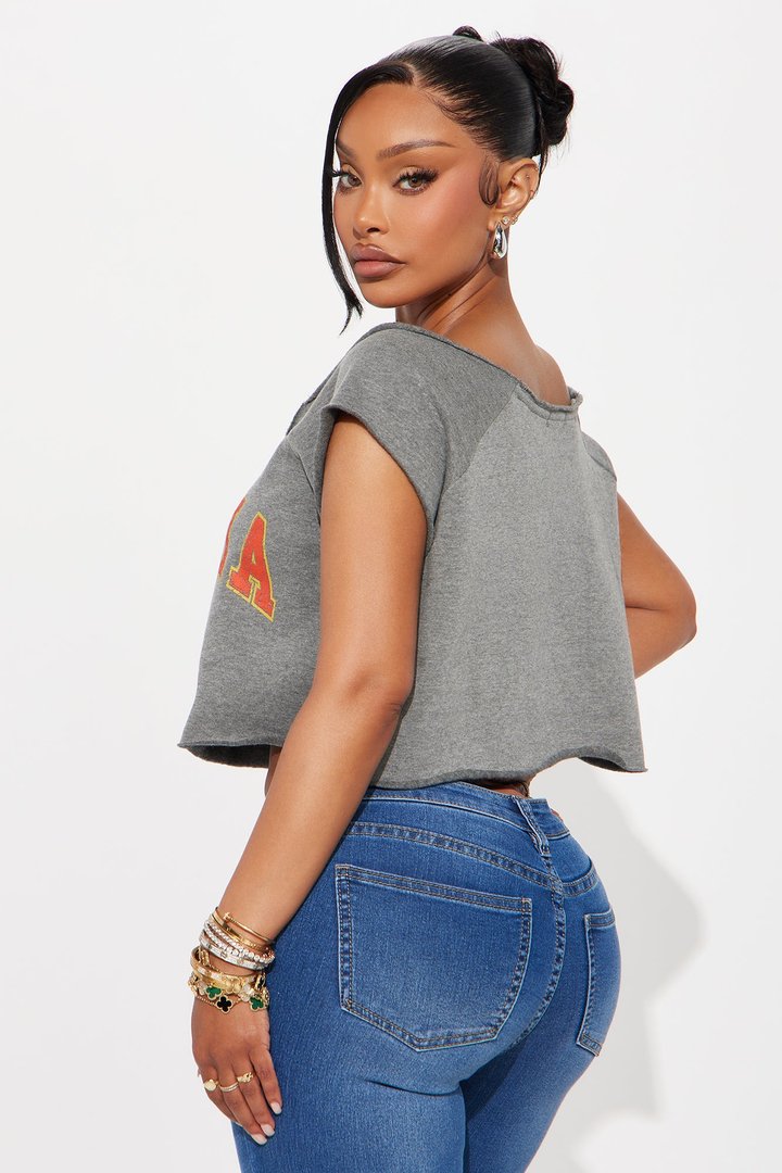 Georgia 82 Super Cropped Tee - Heather Grey