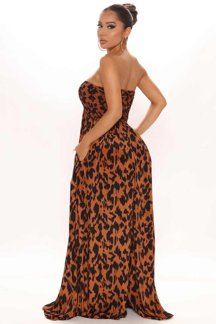 Summers In Capri Animal Jumpsuit - Brown Combo