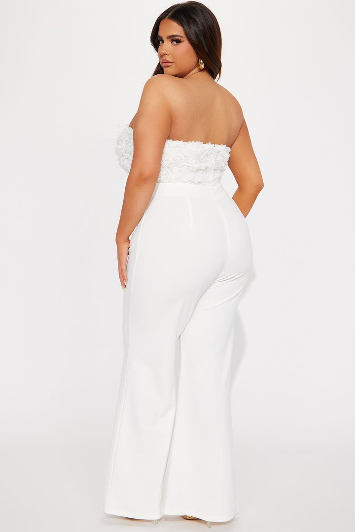 Diana 3D Floral Jumpsuit - White