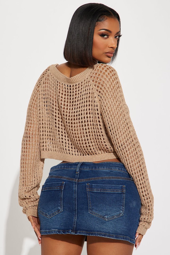 Parle Crochet Sweater Top - Taupe