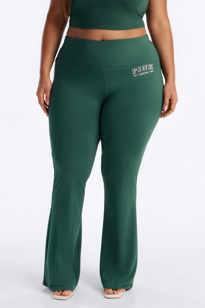 PINK London Sporty Foldover Flare Pant - Hunter