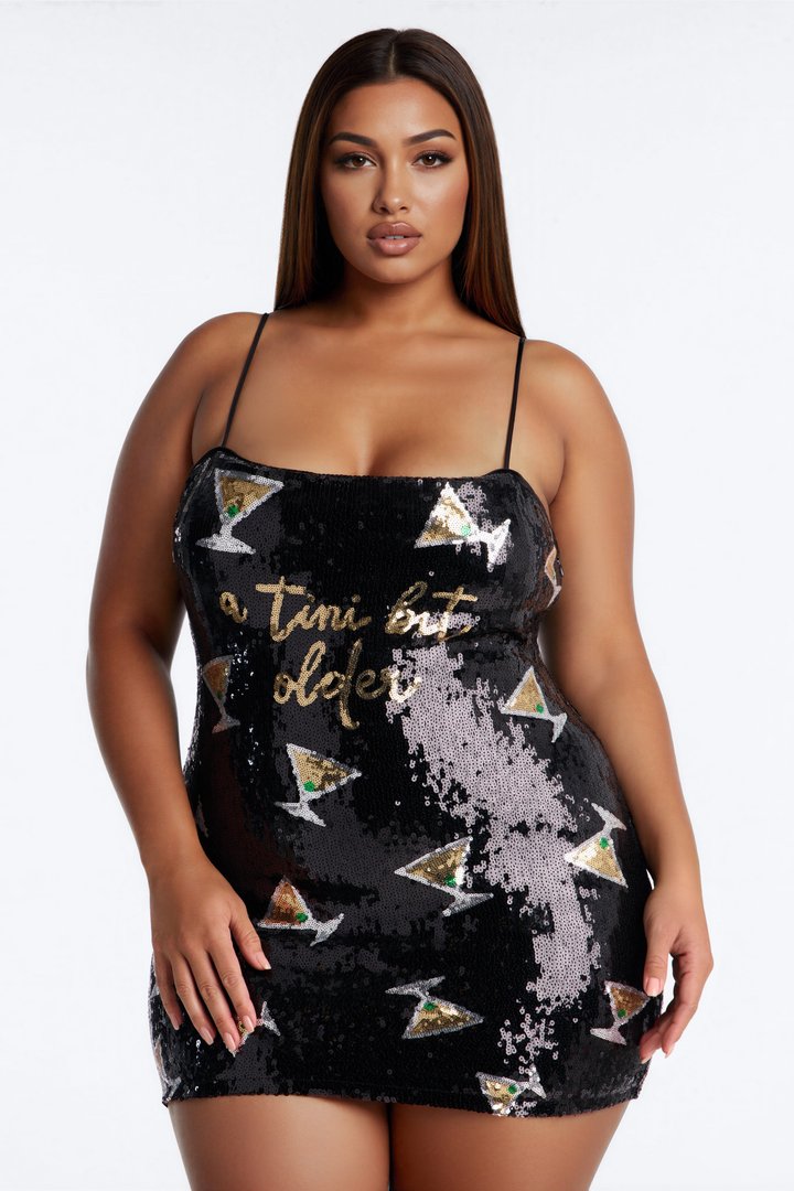 A Tini Bit Older Sequin Mini Dress - Black/combo