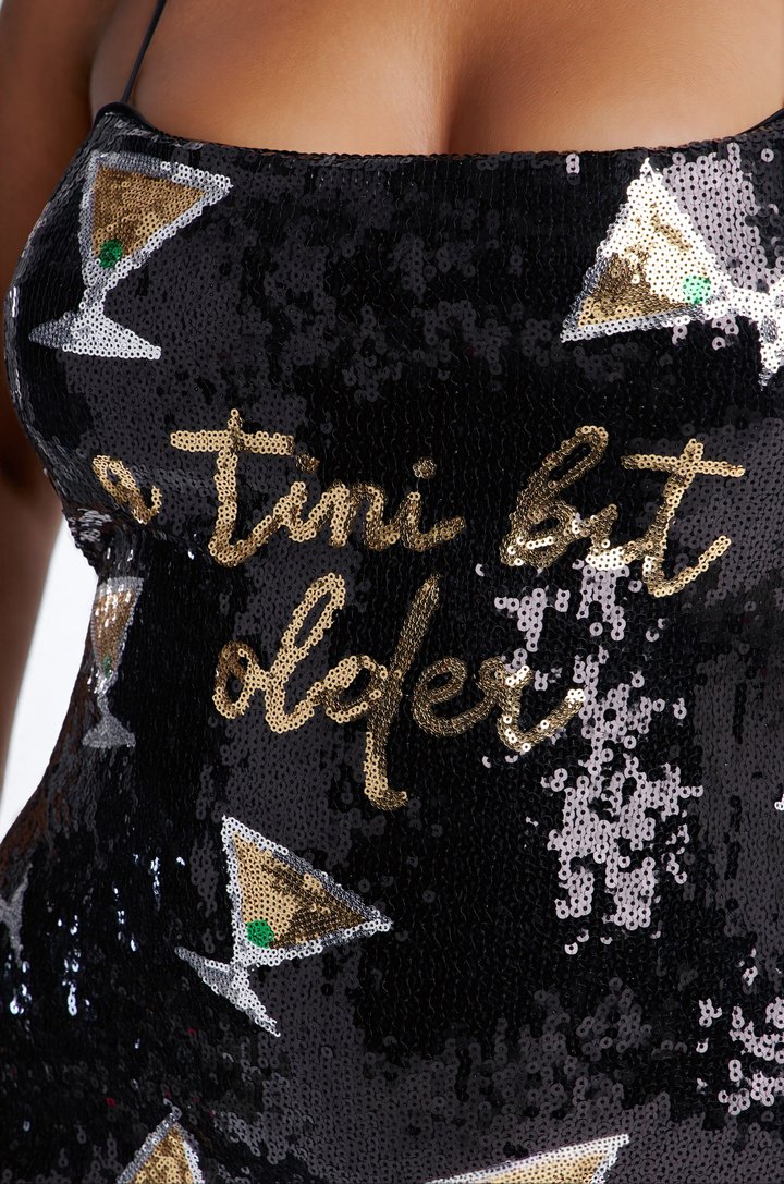 A Tini Bit Older Sequin Mini Dress - Black/combo