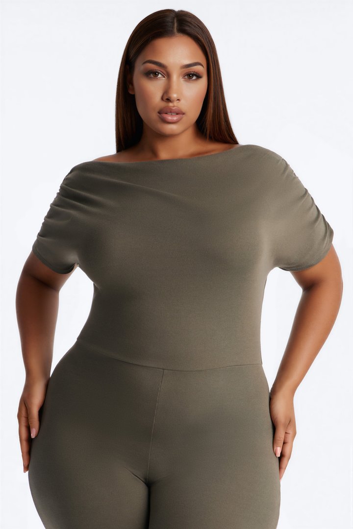 Date Night One Shoulder Jumpsuit - Olive