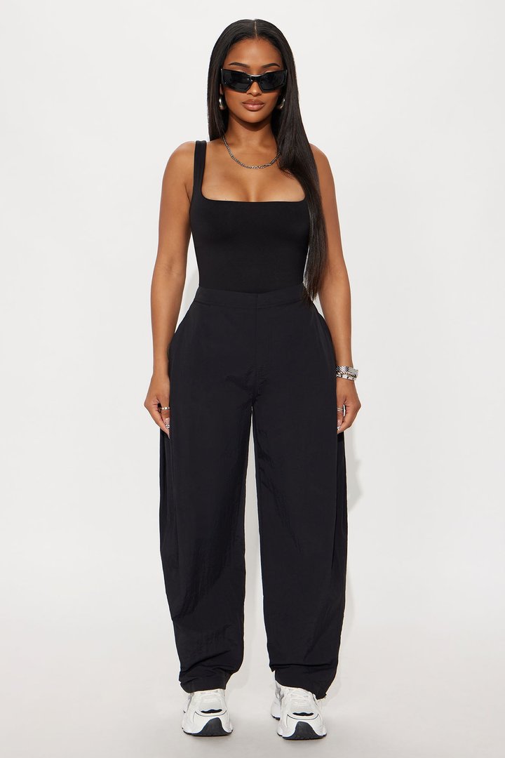 Contour Double Lined Square Neck Tank Top - Black