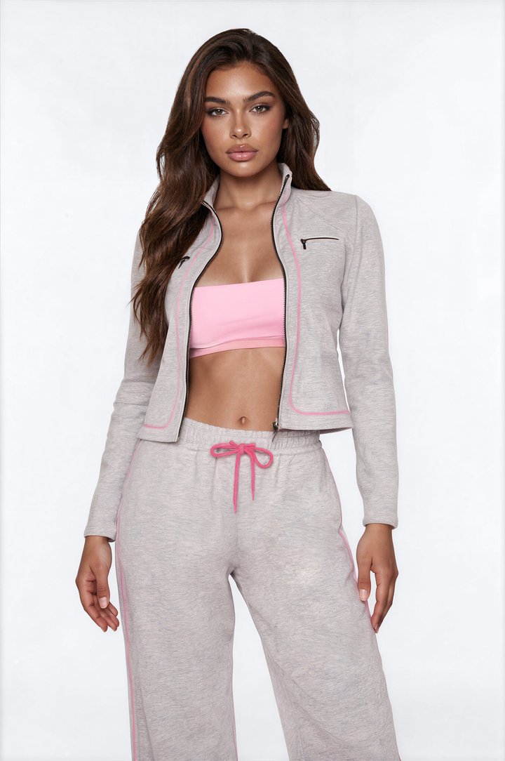 Leave Me Be French Terry Pant Set - Grey