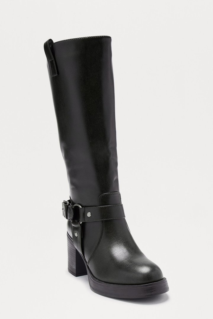 Joey Hardware Knee High Boots - Black