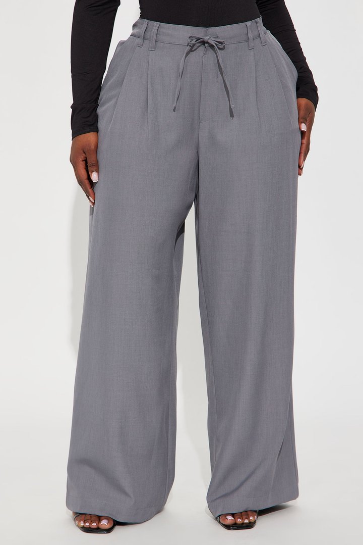 Cami Wide Leg Trouser Pant - Grey