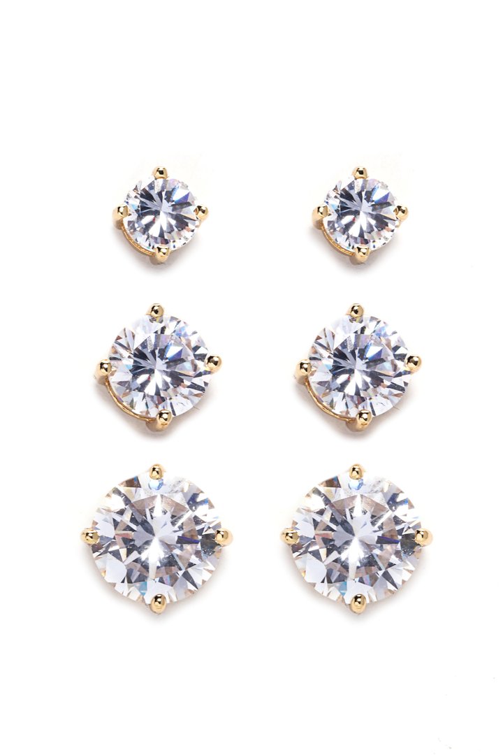 Stud Berry Earring Set - Gold