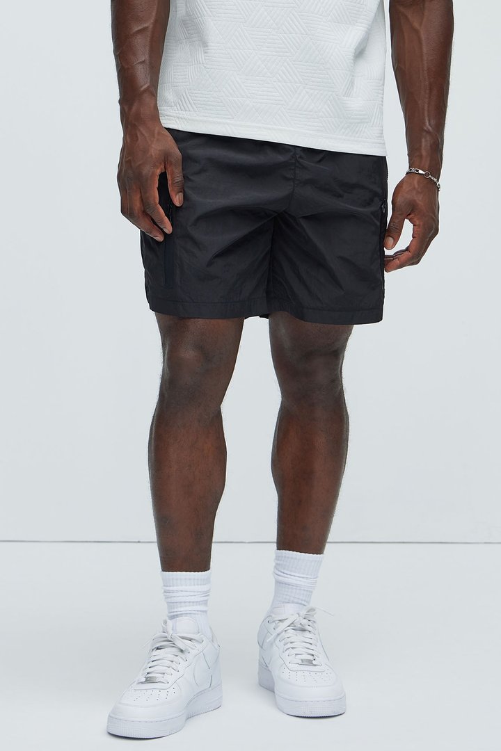 Miles Zip Up Lounge Shorts - Black