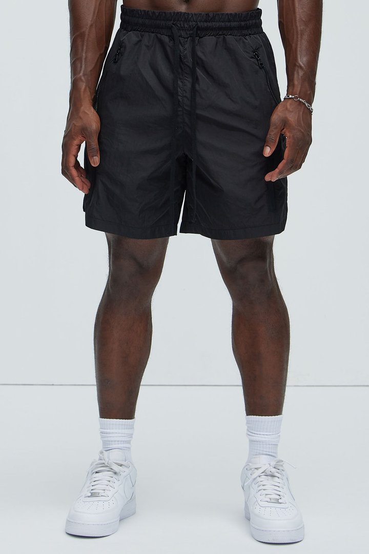 Miles Zip Up Lounge Shorts - Black