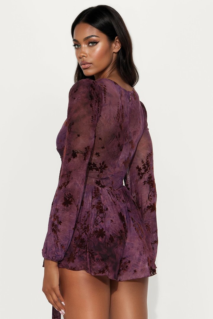 Feminine Energy Mesh Romper - Wine