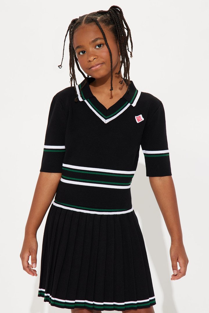 Mini Trendy Babe Sweater Mini Skirt Set - Black