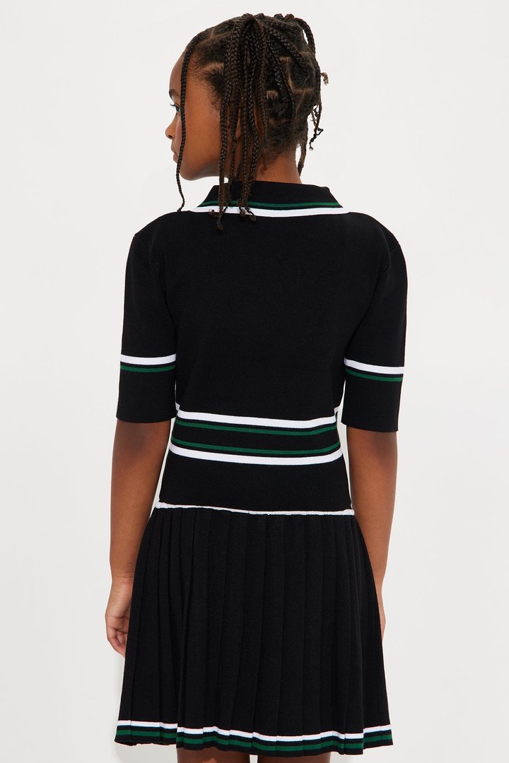 Mini Trendy Babe Sweater Mini Skirt Set - Black