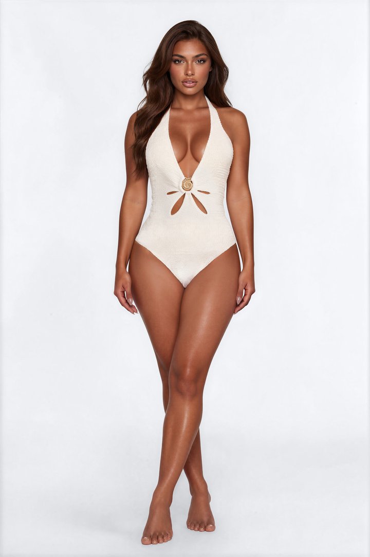 Sunny Days Textured 1 Piece Swimsuit - White