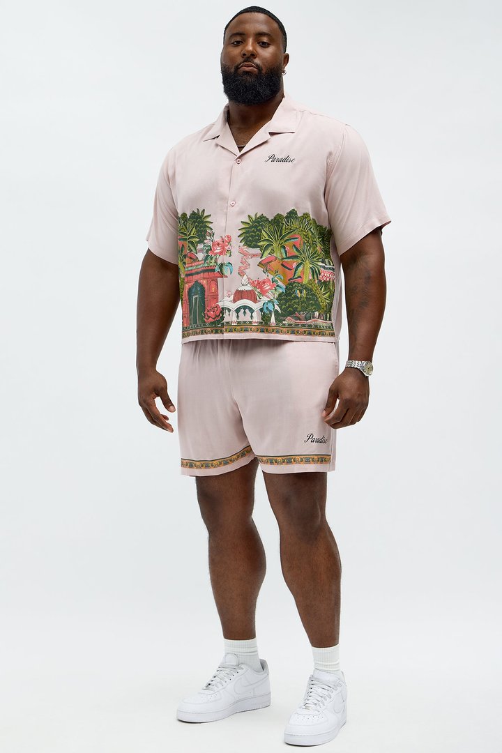 Paradise Set Short Sleeve Button Up Shirt - Pink