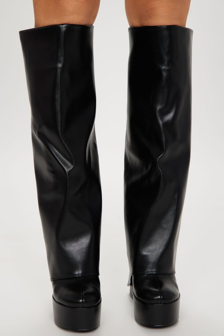 Malia Platform Overlay Boots - Black