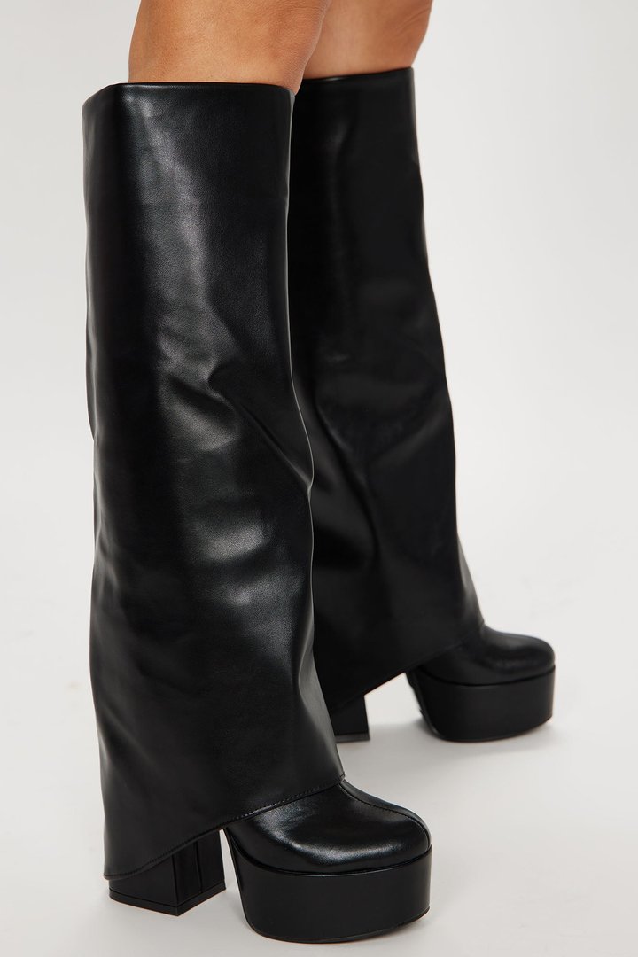Malia Platform Overlay Boots - Black