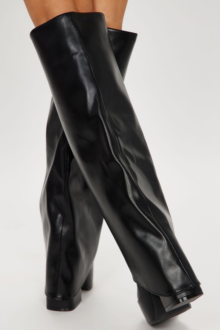 Malia Platform Overlay Boots - Black