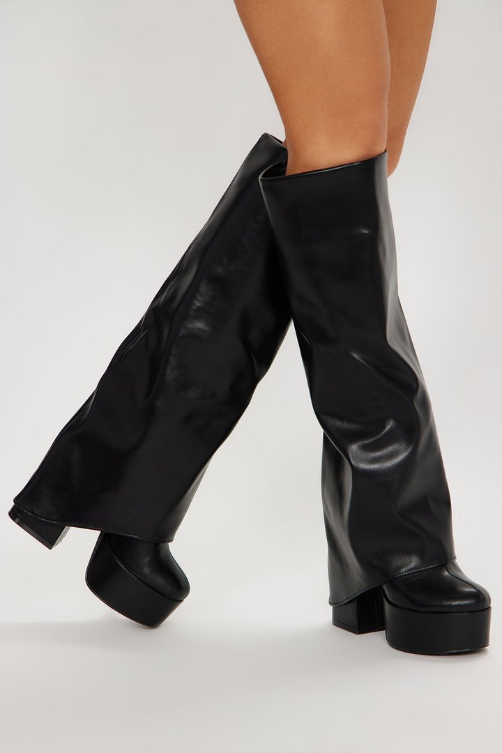 Malia Platform Overlay Boots - Black