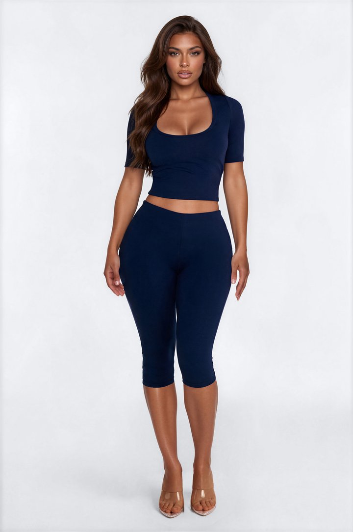 Quinn Low Rise Pedal Pusher Capri Legging - Navy