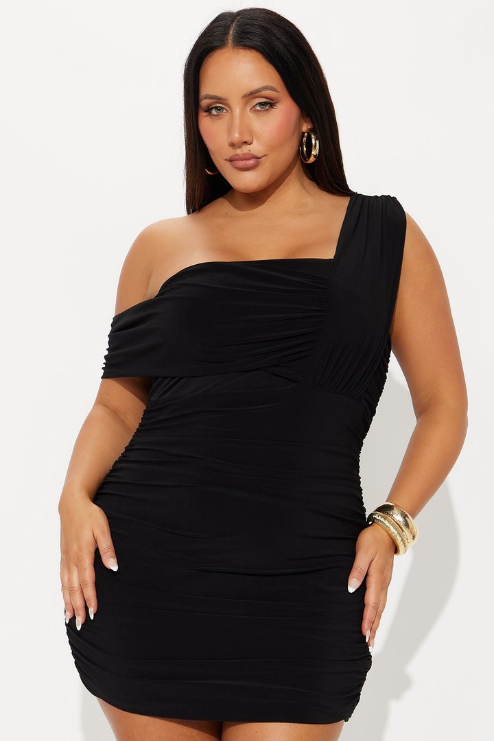 Marlena One Shoulder Micro Mini Dress - Black