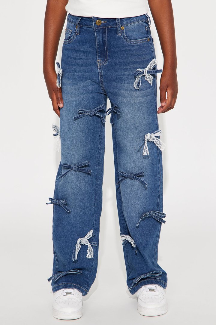 Mini Bowtiful Tinted Wide Leg Jeans - Dark Wash