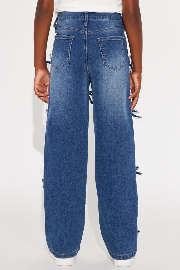 Mini Bowtiful Tinted Wide Leg Jeans - Dark Wash