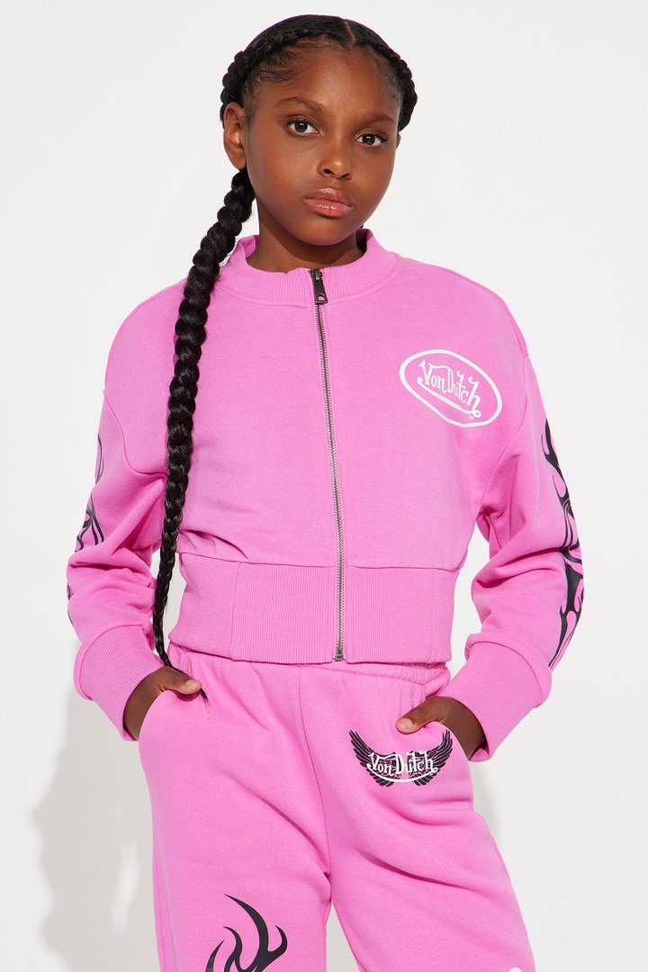Mini Von Dutch Eternity Zip Up Sweatshirt - Fuchsia