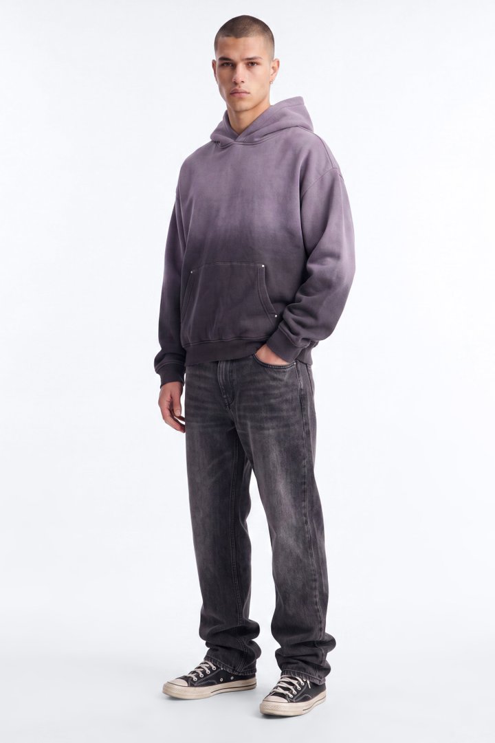 Kane Vintage Studded Oversized Hoodie - Washed Black