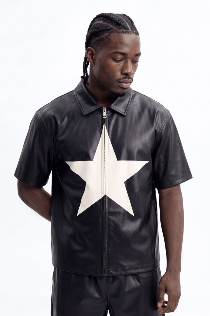 Star Quality Zip Up Shirt - Black/combo
