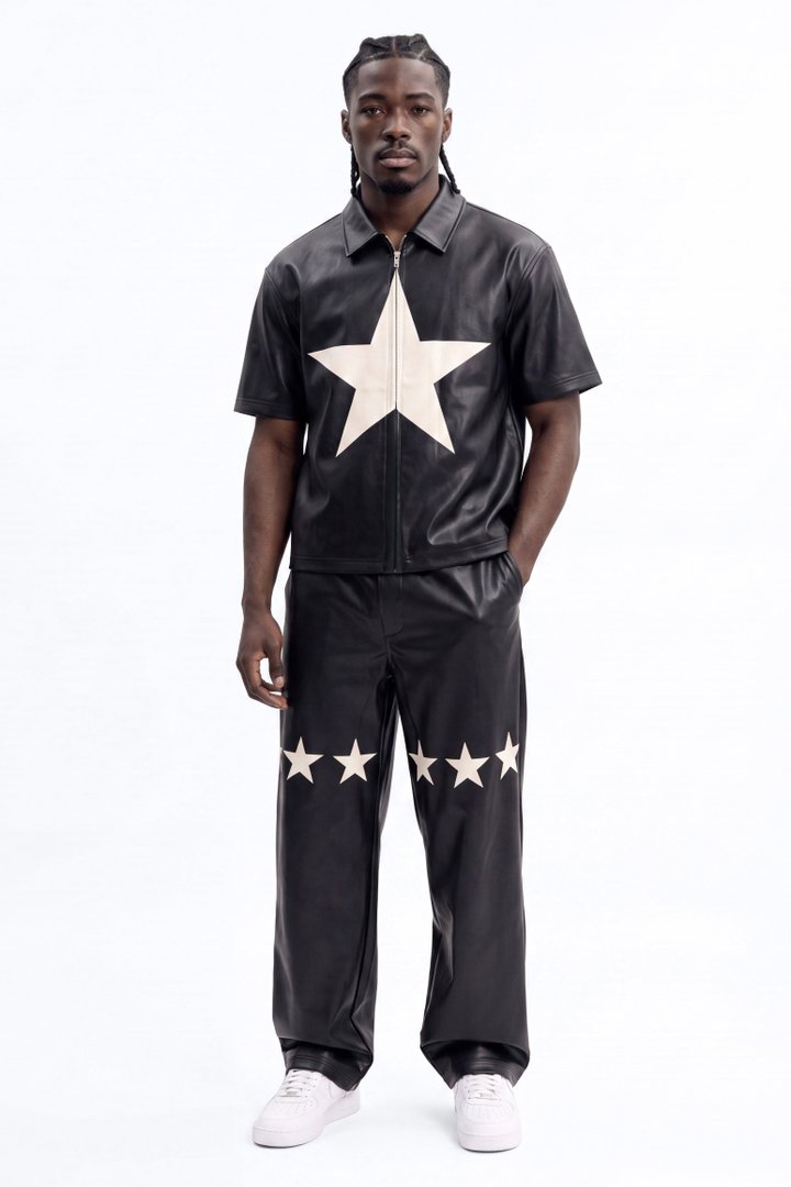 Star Quality Zip Up Shirt - Black/combo