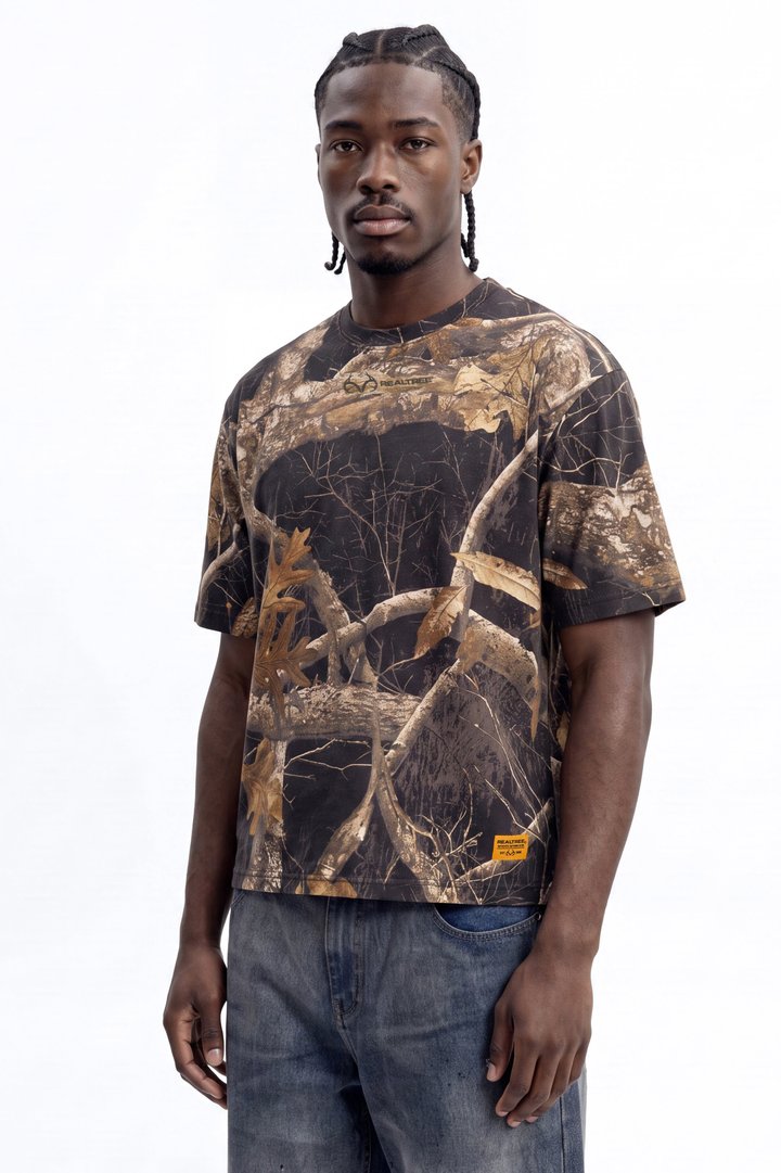 Real Tree Shadow Woven Patch Boxy Short Sleeve Tee - Camouflage