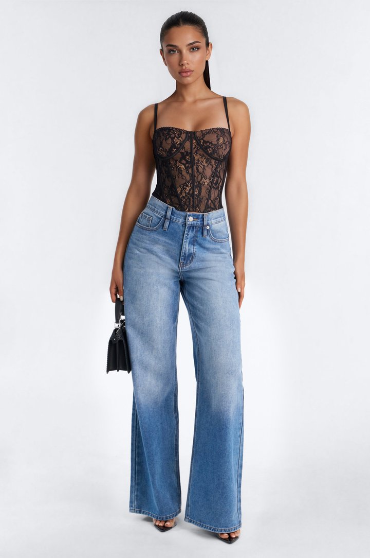 Marina Lace Corset Top - Black