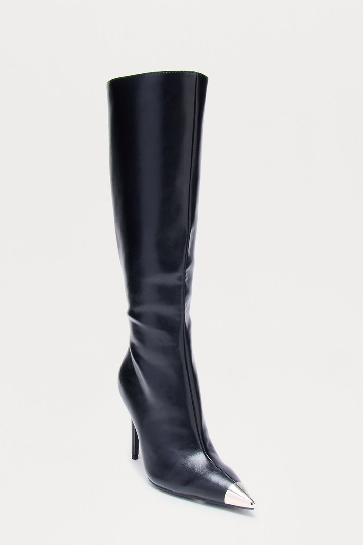 Siren Stiletto Knee High Boots - Black