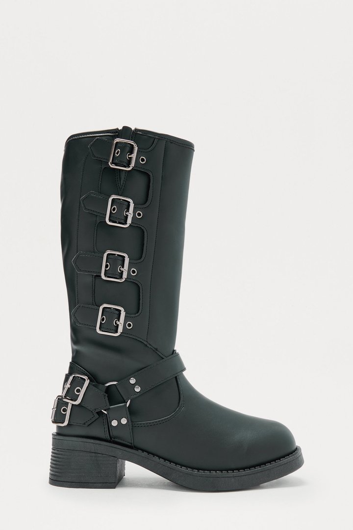 Alden Buckle Knee High Boots - Black