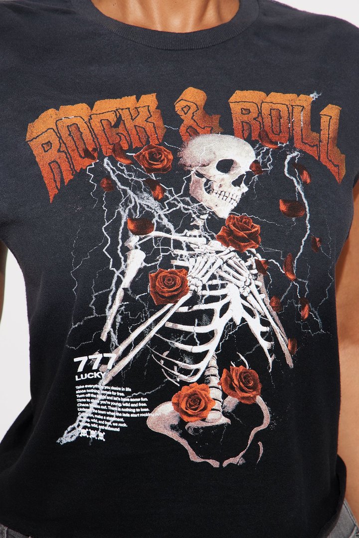 Rock & Roll For Life Washed Muscle Tee - Black Wash