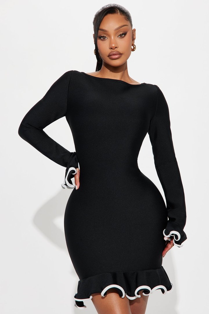 Maddie Bandage Mini Dress - Black/White