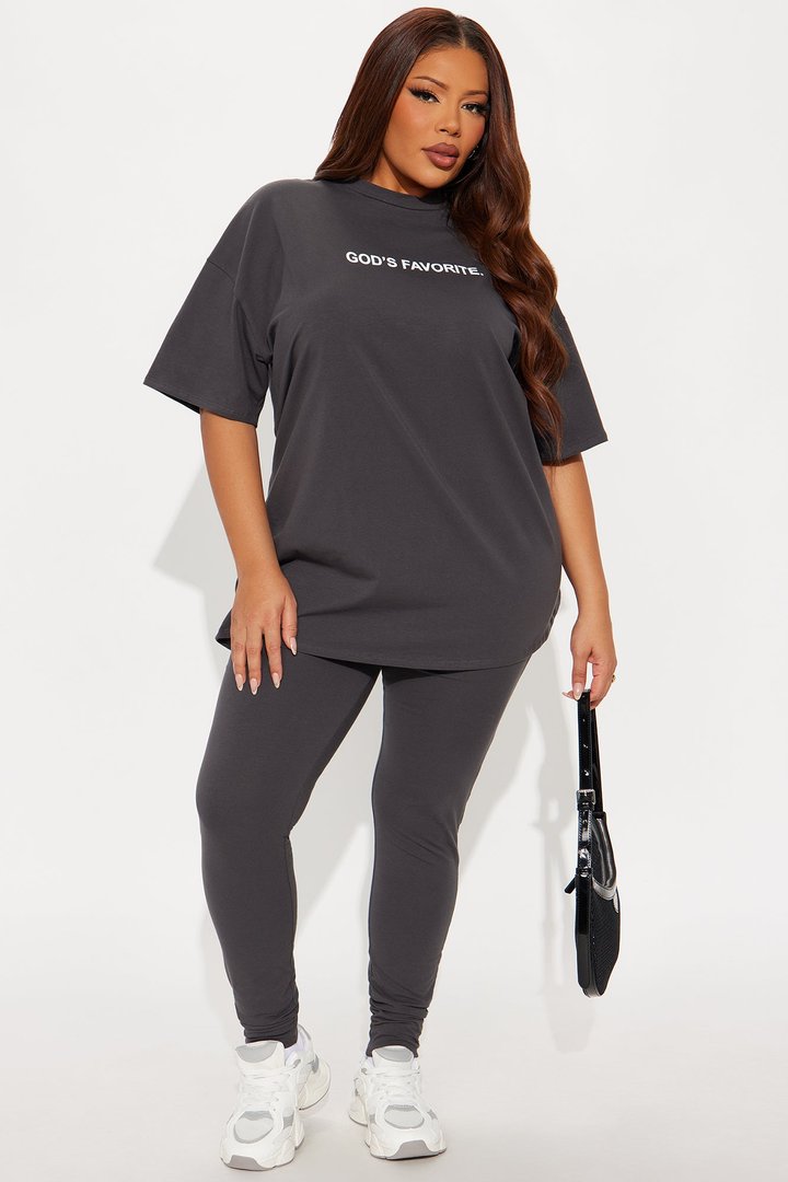 God's Favorite Legging Set - Charcoal