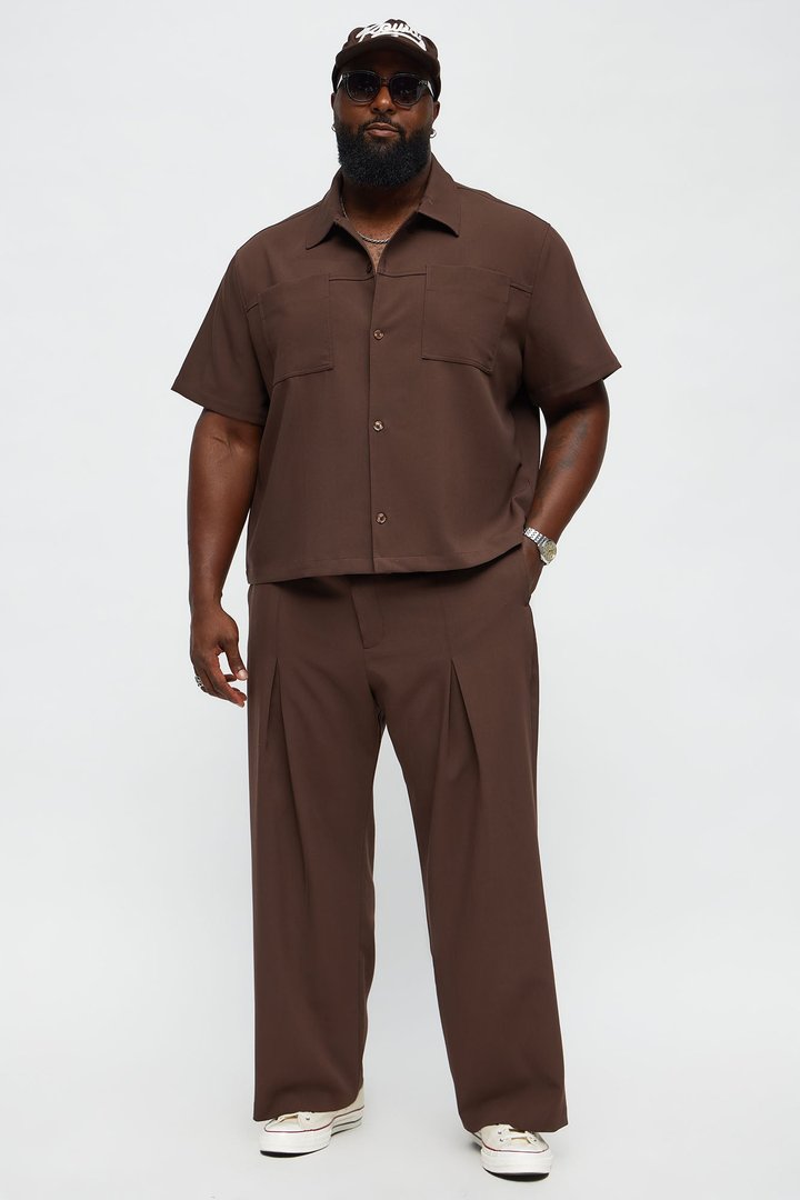 Cropped Ronan Weekender Button Up Shirt - Brown