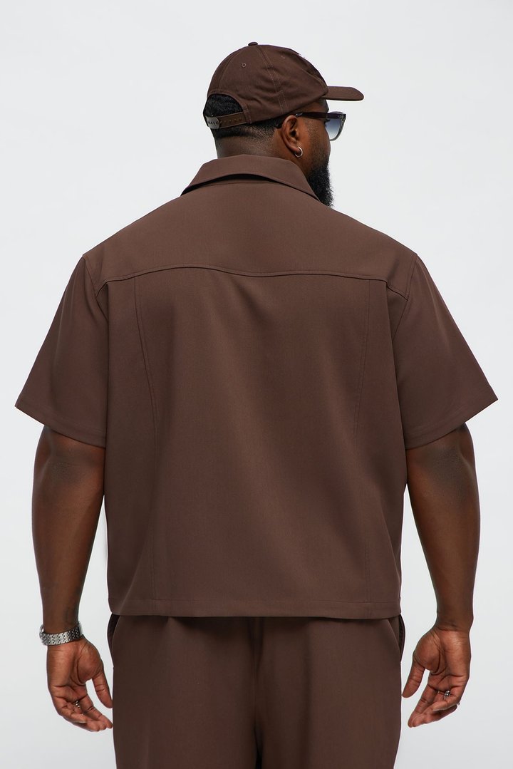 Cropped Ronan Weekender Button Up Shirt - Brown