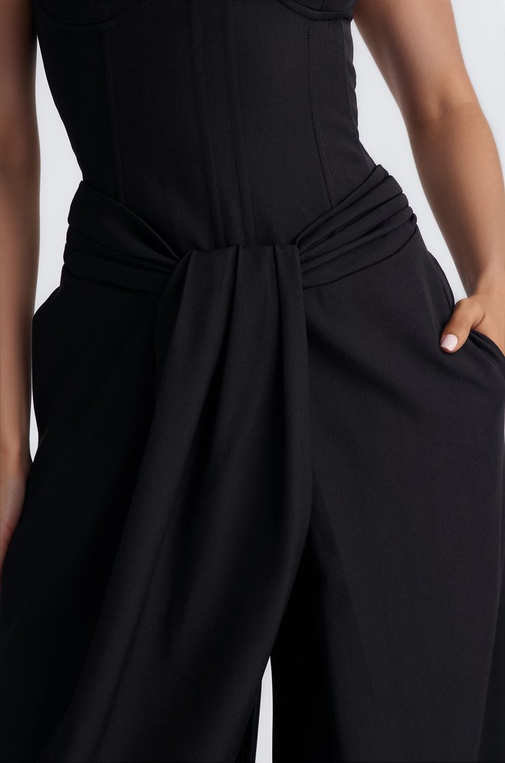 Jessa Twist Front Wide Leg Jumpsuit - Black