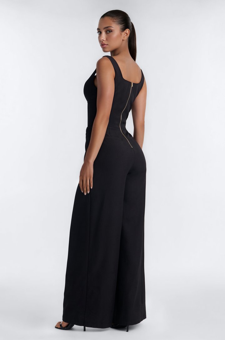 Jessa Twist Front Wide Leg Jumpsuit - Black